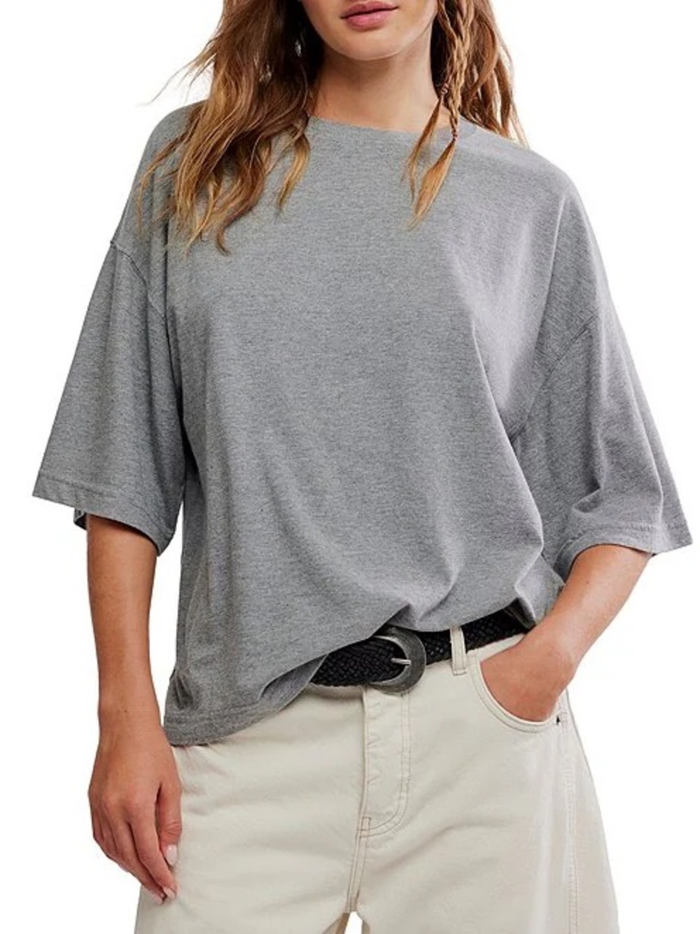 Free People We The Free Perfect Oversized Tee Heather Gray Tunic Top L